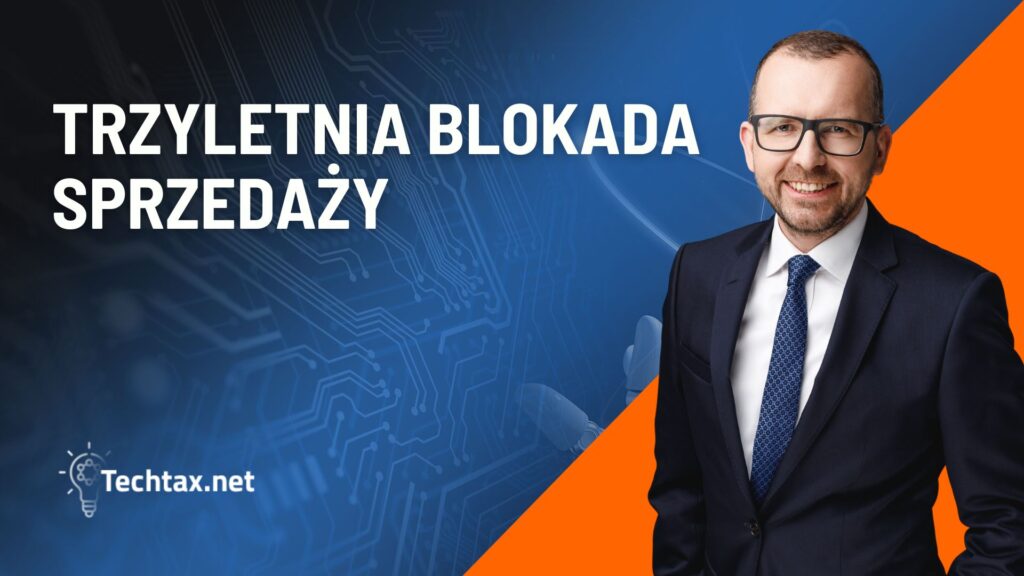 MMężczyzna w garniturze, po 40' obok napis trzyletnia blokada sprzedaży. fundacji rodzinnej. Nowe przepisy, blokada sprzedaży, fundacja rodzinna, podatki 2026.